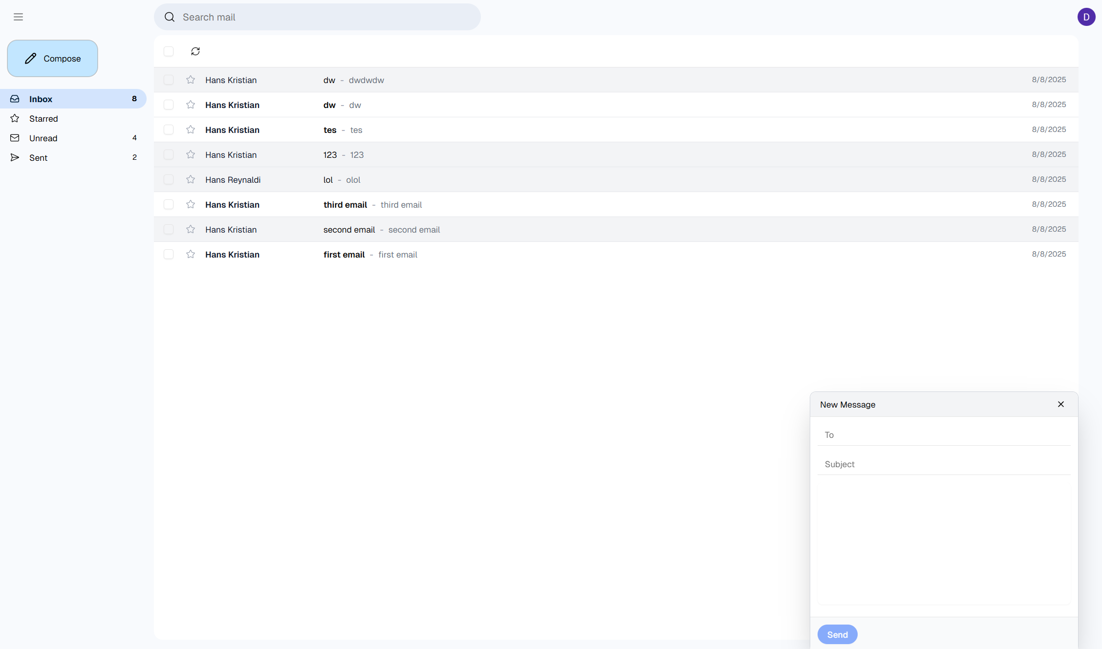 Gmail inbox view